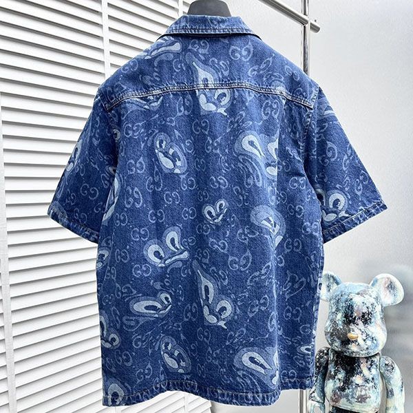 入手困難 グッチ GGリキッドハーツデニムシャツ コピー guh82196
